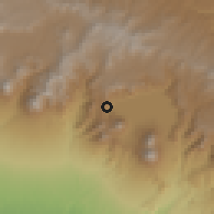 Shaded relief of the 59 km around Santa Clara la Laguna, drawn from the GMTED2010 grid
