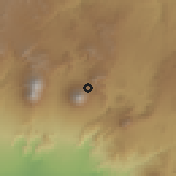 Shaded relief of the 59 km around Santa Maria de Jesús, drawn from the GMTED2010 grid