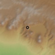 Shaded relief of the 59 km around Santa María Visitación, drawn from the GMTED2010 grid