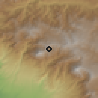 Shaded relief of the 59 km around Sibinal, drawn from the GMTED2010 grid