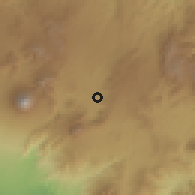 Shaded relief of the 59 km around Villa Canales, drawn from the GMTED2010 grid