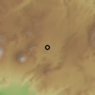 Shaded relief of the 59 km around Villa Nueva, drawn from the GMTED2010 grid