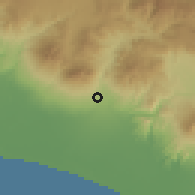Shaded relief of the 59 km around Chiquimulilla, drawn from the GMTED2010 grid
