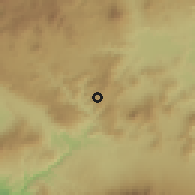 Shaded relief of the 59 km around El Adelanto, drawn from the GMTED2010 grid