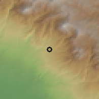 Shaded relief of the 59 km around El Rodeo, drawn from the GMTED2010 grid