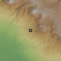 Shaded relief of the 59 km around El Tumbador, drawn from the GMTED2010 grid
