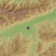 Shaded relief of the 59 km around Estanzuela, drawn from the GMTED2010 grid
