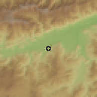 Shaded relief of the 59 km around Huité, drawn from the GMTED2010 grid