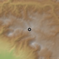 Shaded relief of the 59 km around Ixchiguán, drawn from the GMTED2010 grid