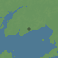 Shaded relief of the 60 km around Prábis, drawn from the GMTED2010 grid