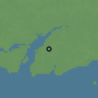 Shaded relief of the 60 km around Quinhámel, drawn from the GMTED2010 grid