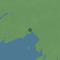 Shaded relief of the 60 km around Bissau, drawn from the GMTED2010 grid