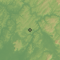 Shaded relief of the 60 km around Fria, drawn from the GMTED2010 grid