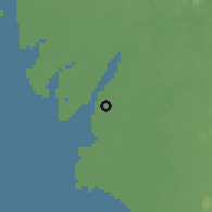 Shaded relief of the 60 km around Kamsar, drawn from the GMTED2010 grid