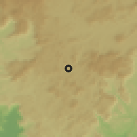 Shaded relief of the 60 km around Mamou, drawn from the GMTED2010 grid