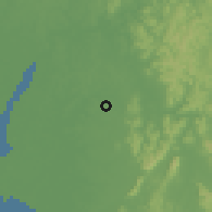 Shaded relief of the 60 km around Sanguéya, drawn from the GMTED2010 grid
