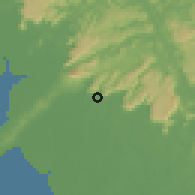 Shaded relief of the 60 km around Coyah, drawn from the GMTED2010 grid