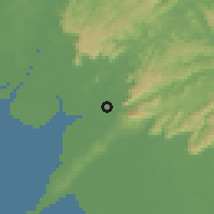 Shaded relief of the 60 km around Dubréka, drawn from the GMTED2010 grid