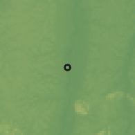 Shaded relief of the 60 km around Butakari, drawn from the GMTED2010 grid