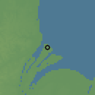 Shaded relief of the 60 km around Caledonia, drawn from the GMTED2010 grid