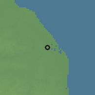 Shaded relief of the 60 km around Charity, drawn from the GMTED2010 grid