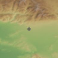 Shaded relief of the 55 km around Claremont, drawn from the GMTED2010 grid