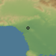 Shaded relief of the 55 km around Culver City, drawn from the GMTED2010 grid