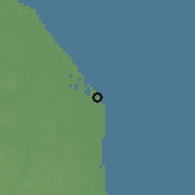 Shaded relief of the 60 km around Exmouth, drawn from the GMTED2010 grid