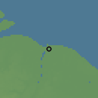 Shaded relief of the 60 km around Georgetown, drawn from the GMTED2010 grid
