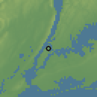 Shaded relief of the 53 km around Harlem, drawn from the GMTED2010 grid