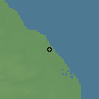 Shaded relief of the 60 km around Land of Promise, drawn from the GMTED2010 grid