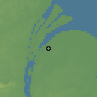 Shaded relief of the 60 km around Larimakabra, drawn from the GMTED2010 grid