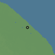 Shaded relief of the 60 km around Mahaicony, drawn from the GMTED2010 grid