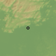 Shaded relief of the 60 km around Massara, drawn from the GMTED2010 grid