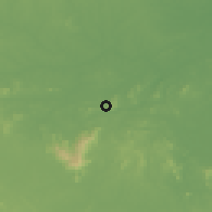 Shaded relief of the 60 km around Matthews Ridge, drawn from the GMTED2010 grid