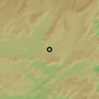 Shaded relief of the 60 km around Monkey Mountain, drawn from the GMTED2010 grid