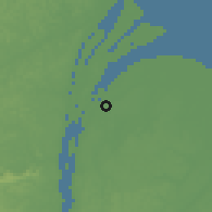 Shaded relief of the 60 km around Morasi, drawn from the GMTED2010 grid