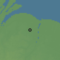 Shaded relief of the 60 km around New Aanlegt, drawn from the GMTED2010 grid