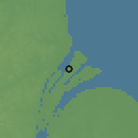 Shaded relief of the 60 km around New Friendship, drawn from the GMTED2010 grid