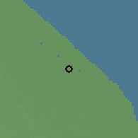 Shaded relief of the 60 km around New Providence, drawn from the GMTED2010 grid