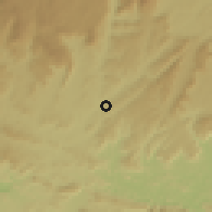 Shaded relief of the 60 km around Orinduik, drawn from the GMTED2010 grid