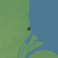 Shaded relief of the 60 km around Adventure, drawn from the GMTED2010 grid