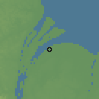 Shaded relief of the 60 km around Parika, drawn from the GMTED2010 grid