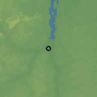 Shaded relief of the 60 km around Bartica, drawn from the GMTED2010 grid