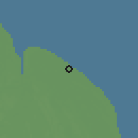 Shaded relief of the 60 km around Port Mourant, drawn from the GMTED2010 grid
