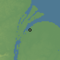 Shaded relief of the 60 km around St. Lawrence, drawn from the GMTED2010 grid