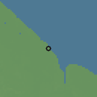 Shaded relief of the 60 km around Trafalgar, drawn from the GMTED2010 grid