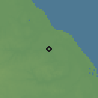 Shaded relief of the 60 km around Wakapau Village, drawn from the GMTED2010 grid