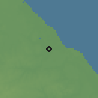 Shaded relief of the 60 km around Waramuri Mission, drawn from the GMTED2010 grid