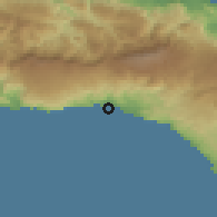 Shaded relief of the 59 km around Saltrou, drawn from the GMTED2010 grid